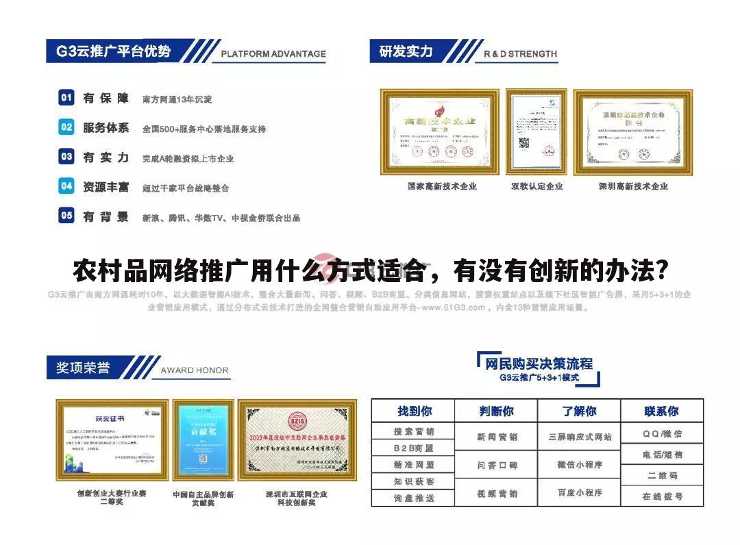 农村品网络推广用什么方式适合，有没有创新的办法?