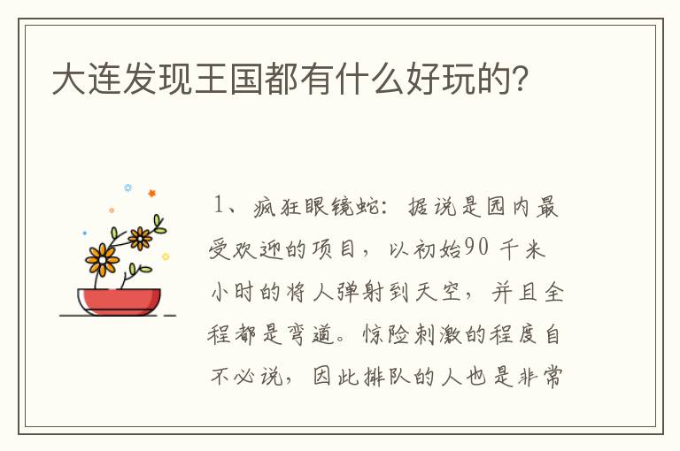 大连发现王国都有什么好玩的？