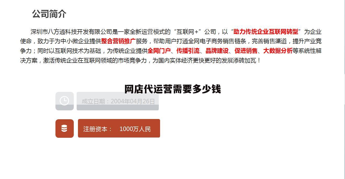 网店代运营需要多少钱