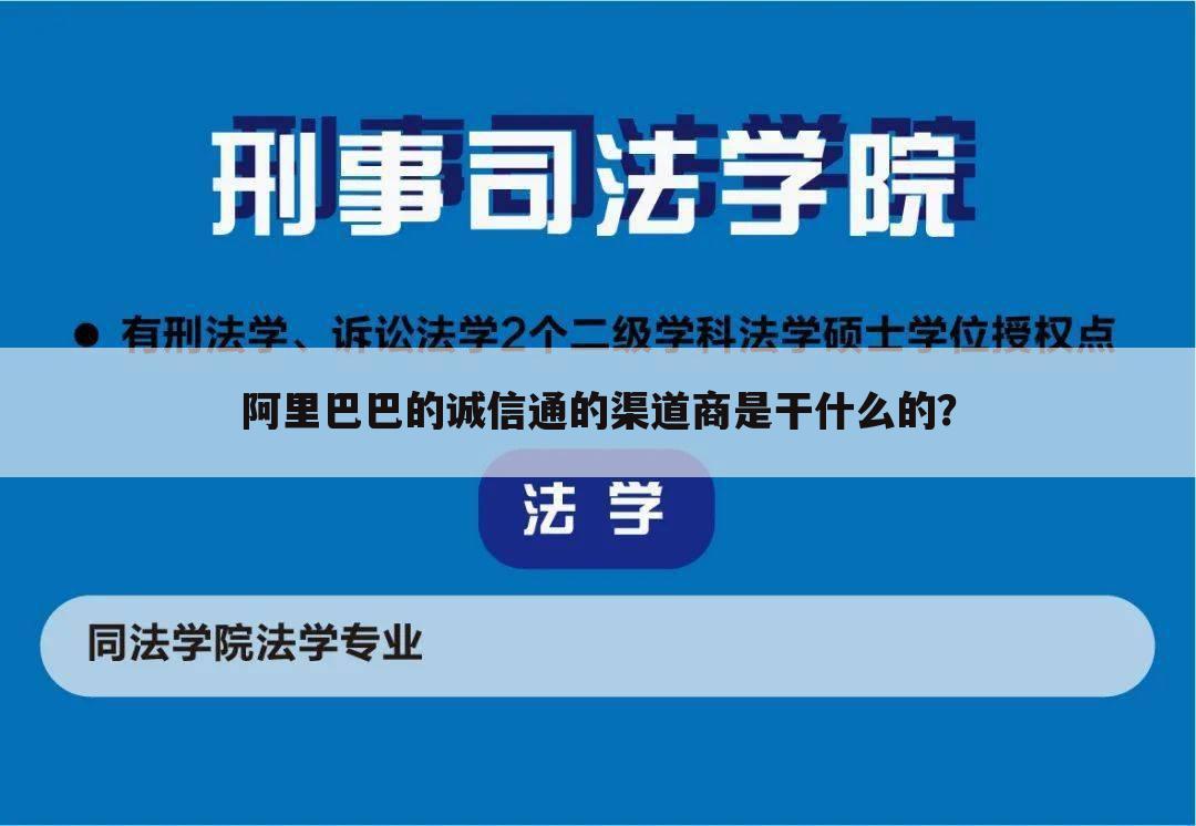 阿里巴巴的诚信通的渠道商是干什么的？