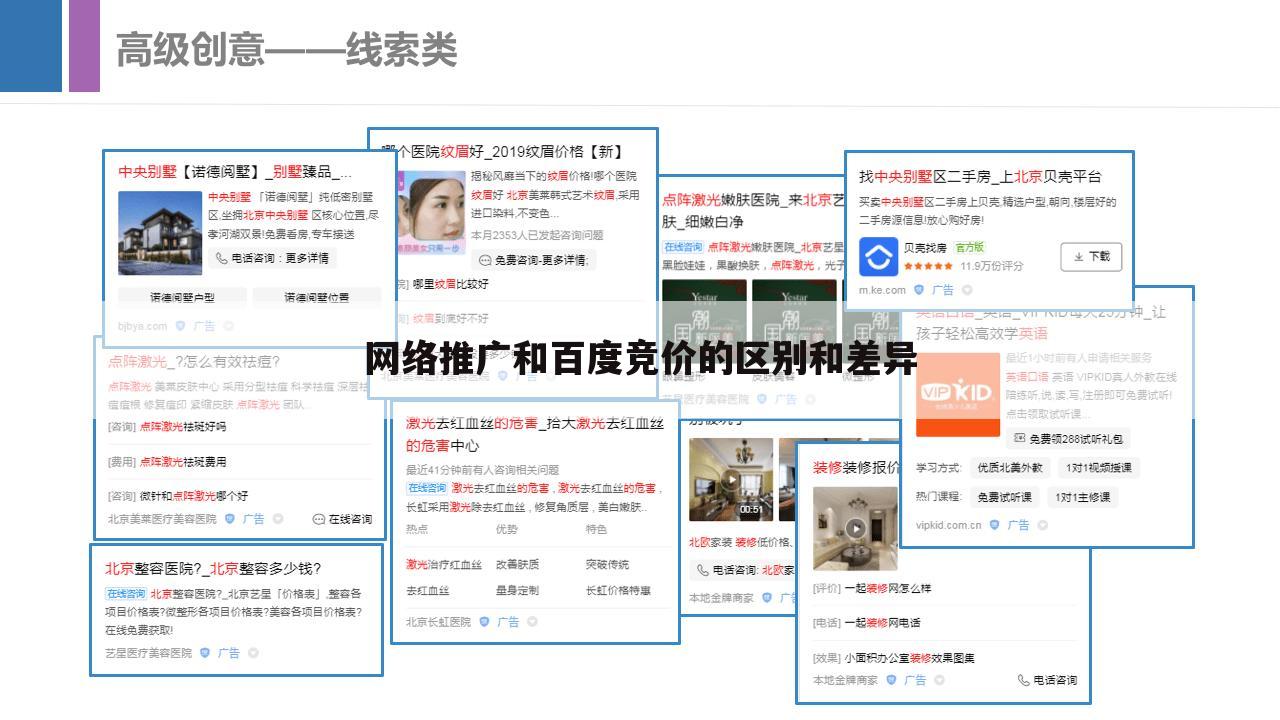 网络推广和百度竞价的区别和差异