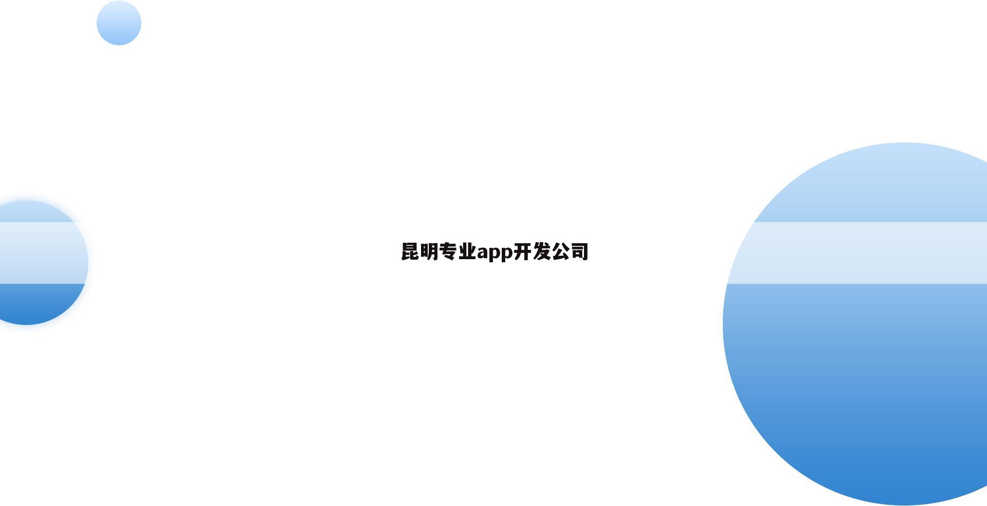 昆明专业app开发公司