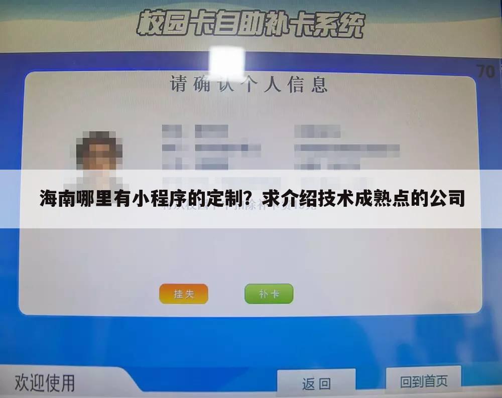 海南哪里有小程序的定制？求介绍技术成熟点的公司