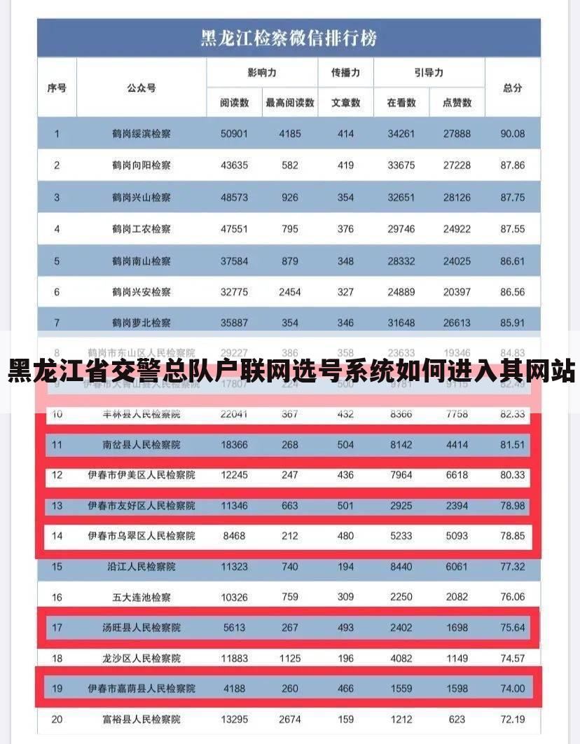 黑龙江省交警总队户联网选号系统如何进入其网站