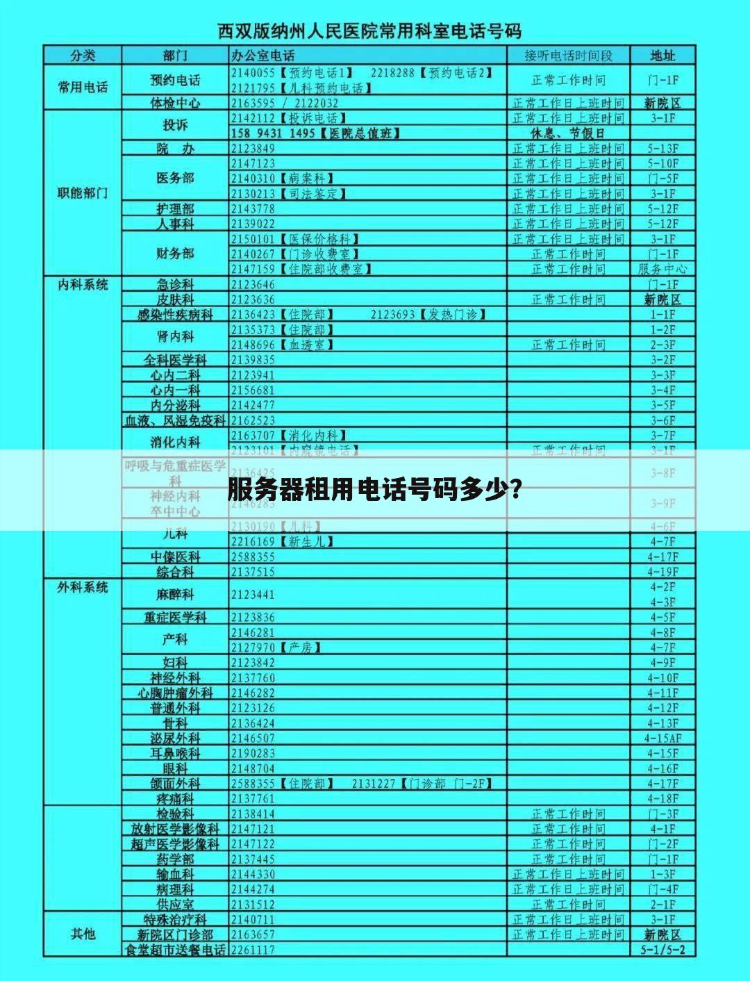 服务器租用电话号码多少？