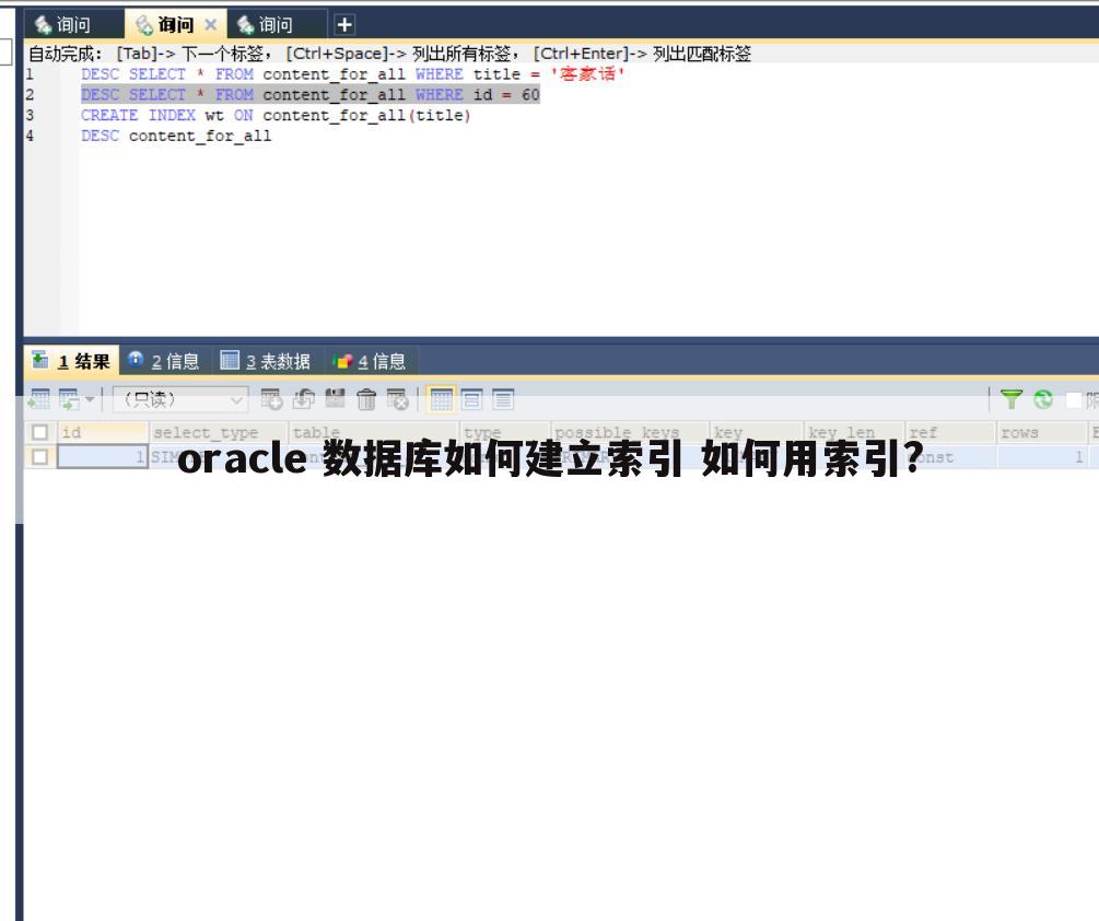 oracle 数据库如何建立索引 如何用索引?