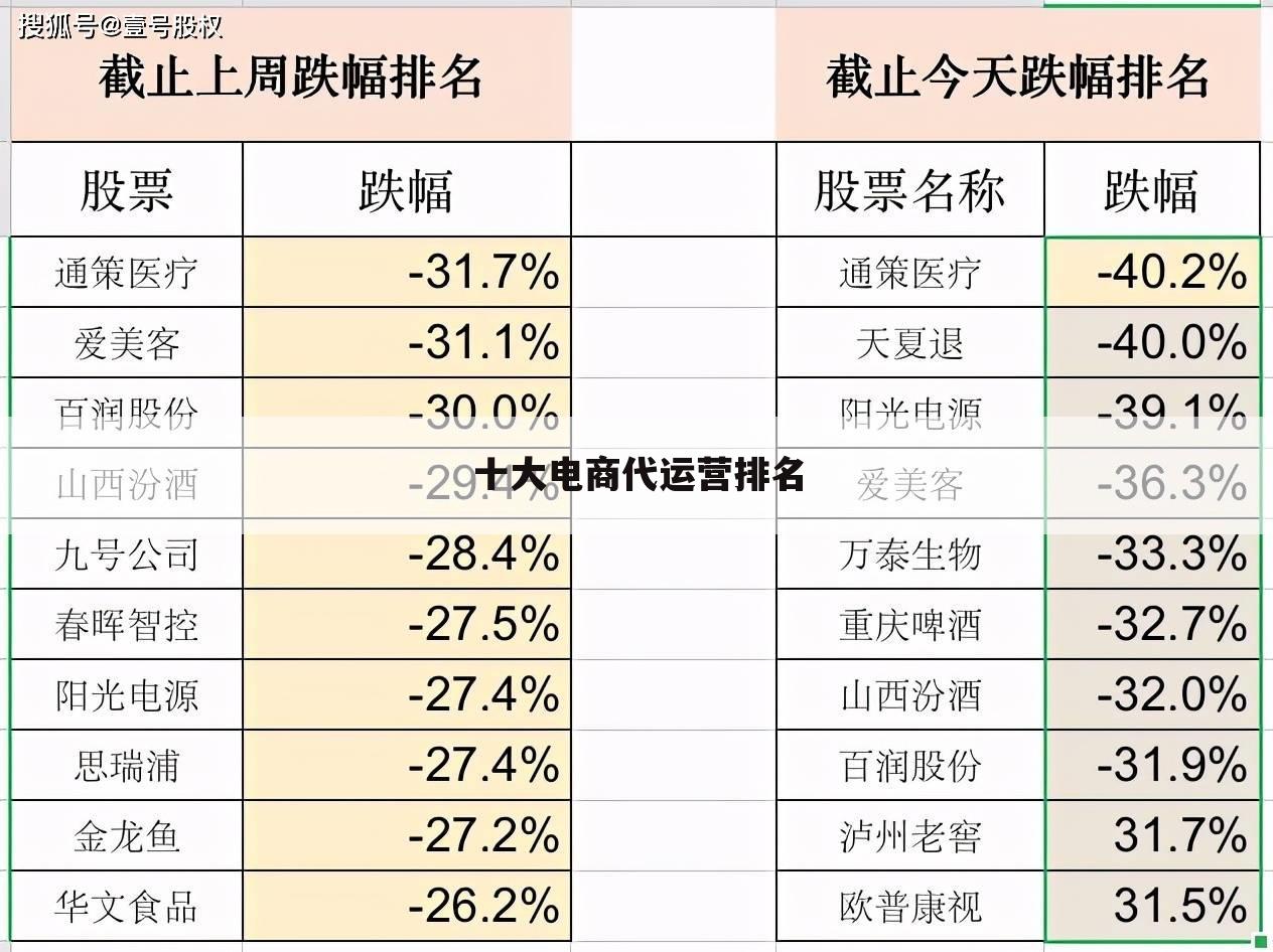 十大电商代运营排名