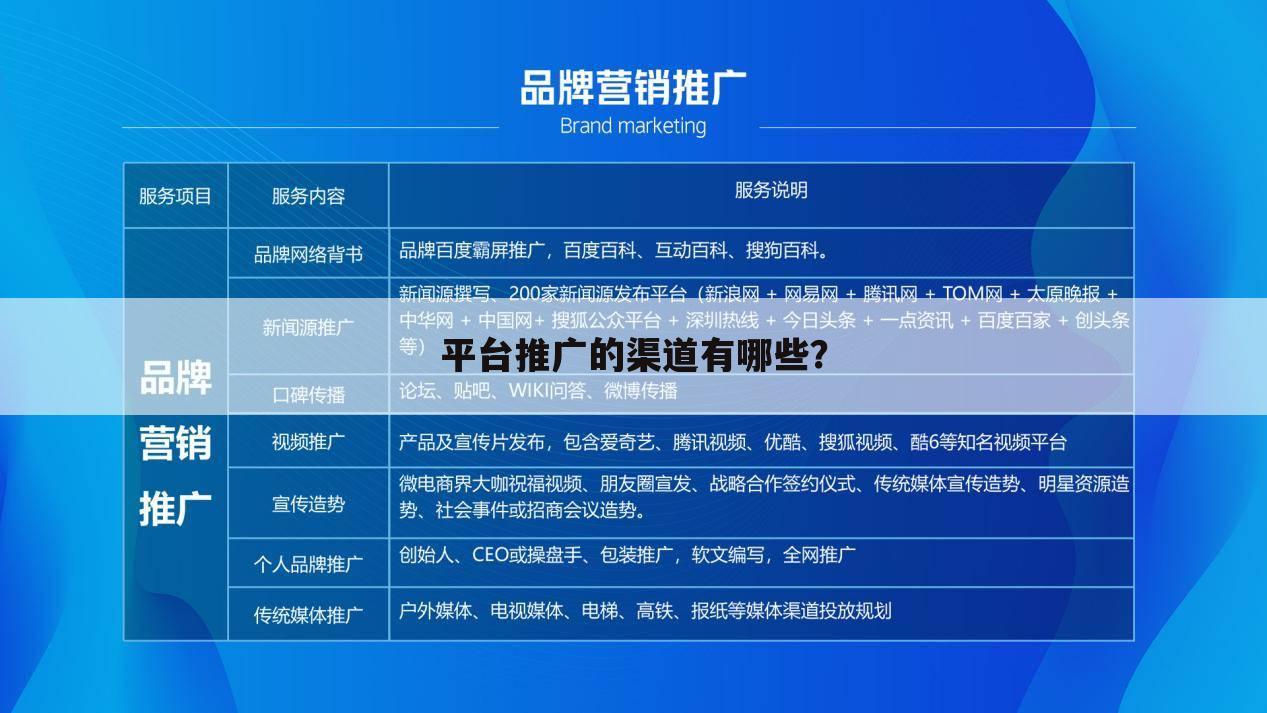 平台推广的渠道有哪些?