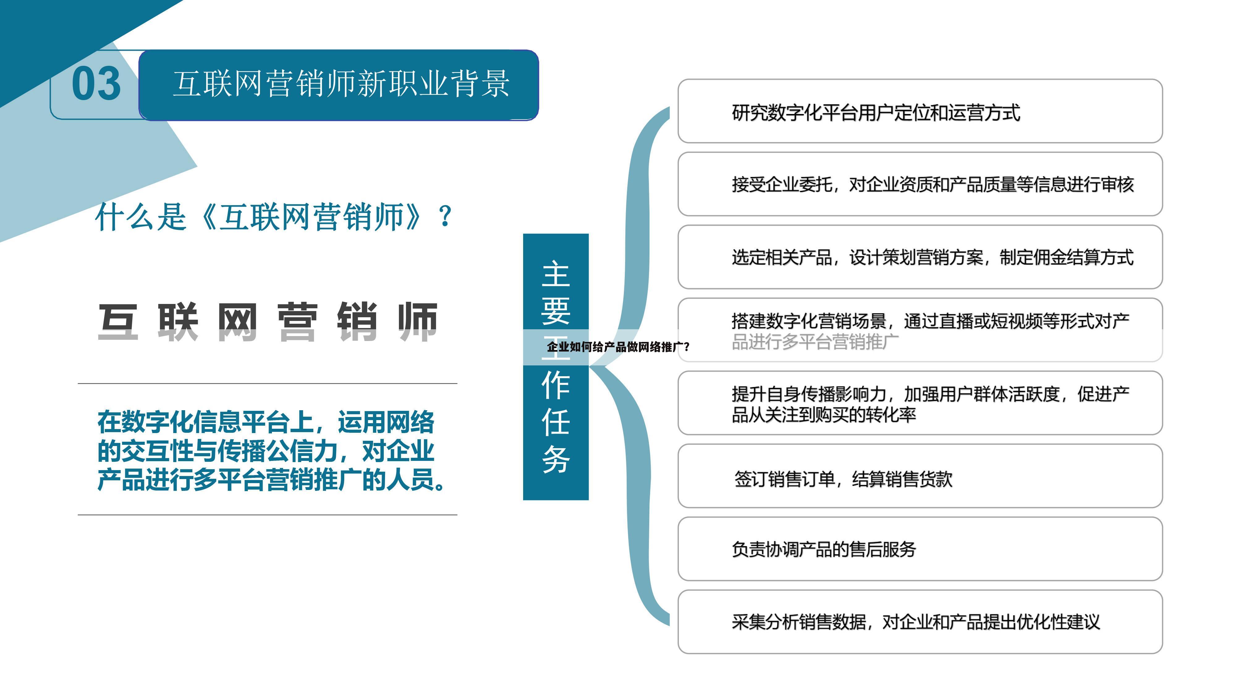 企业如何给产品做网络推广？