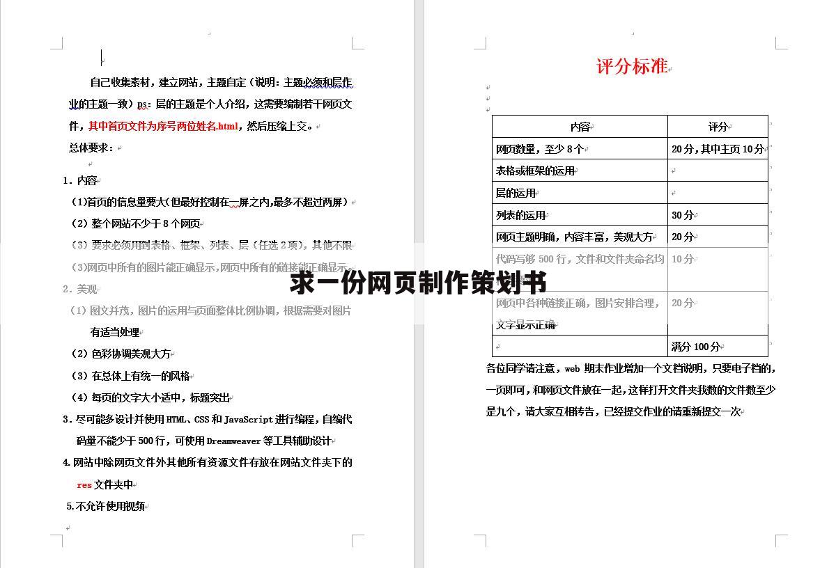 求一份网页制作策划书