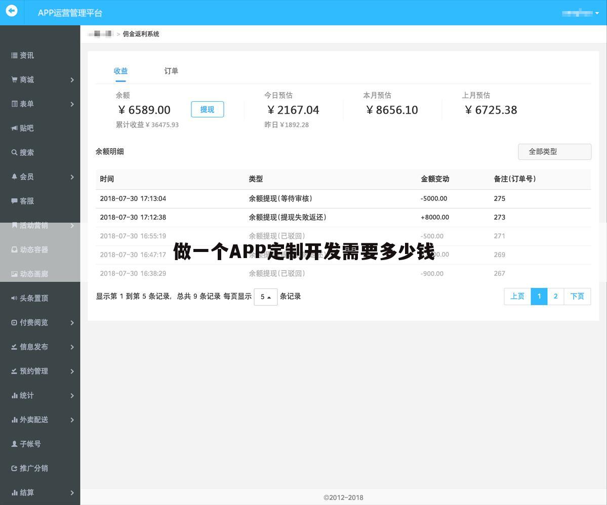 做一个APP定制开发需要多少钱
