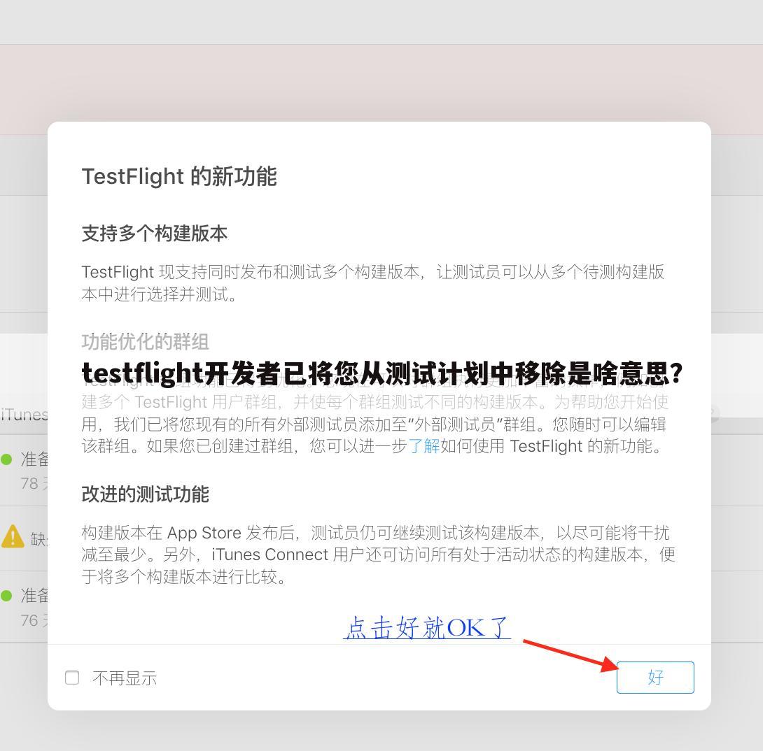 testflight开发者已将您从测试计划中移除是啥意思?