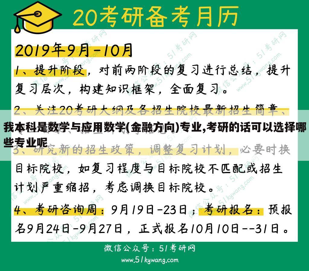我本科是数学与应用数学(金融方向)专业,考研的话可以选择哪些专业呢