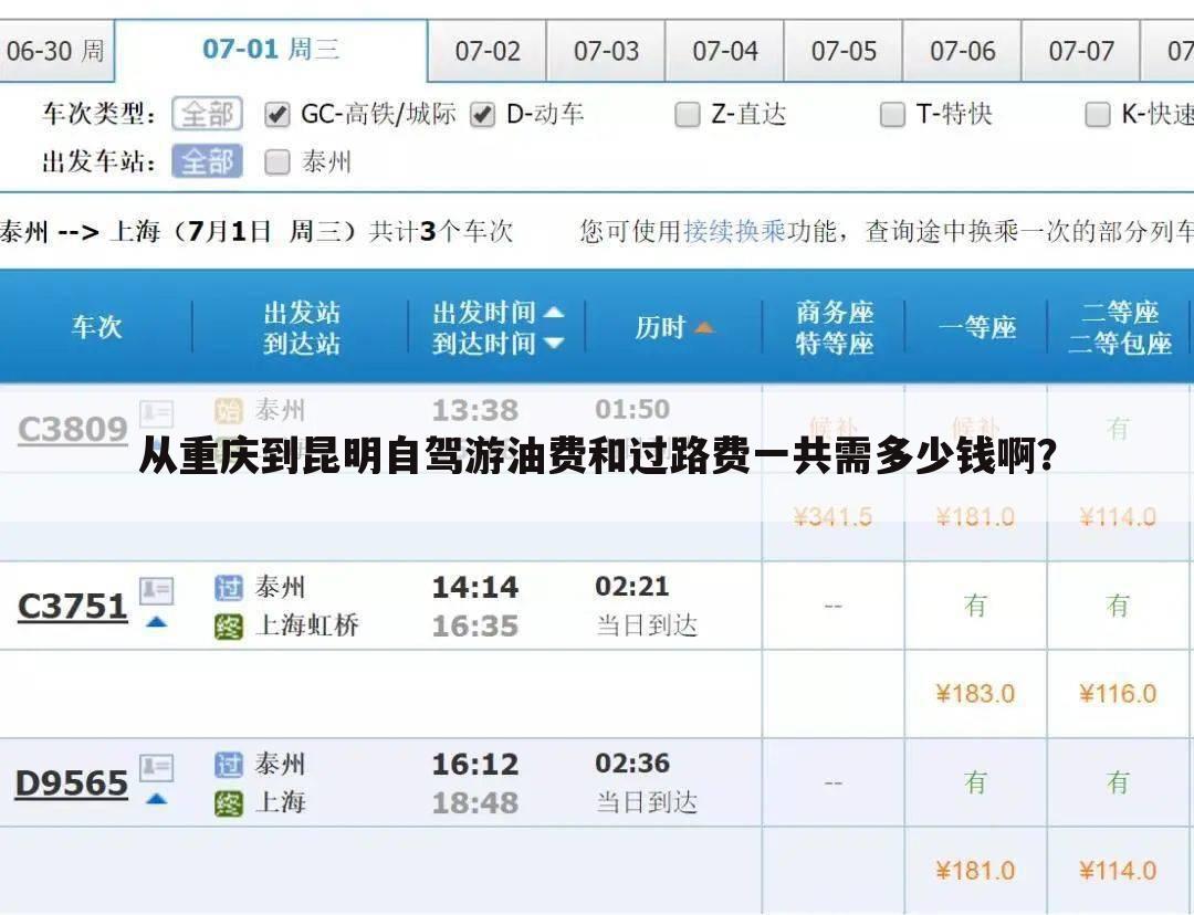 从重庆到昆明自驾游油费和过路费一共需多少钱啊?