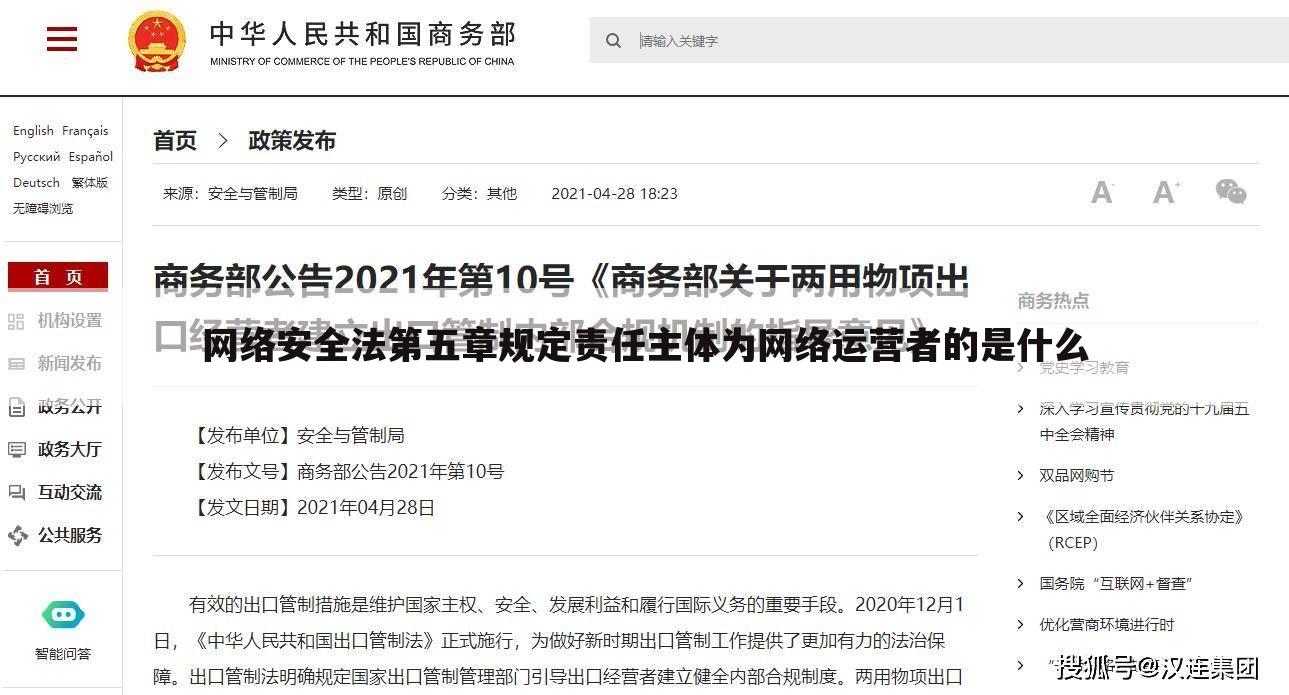 网络安全法第五章规定责任主体为网络运营者的是什么