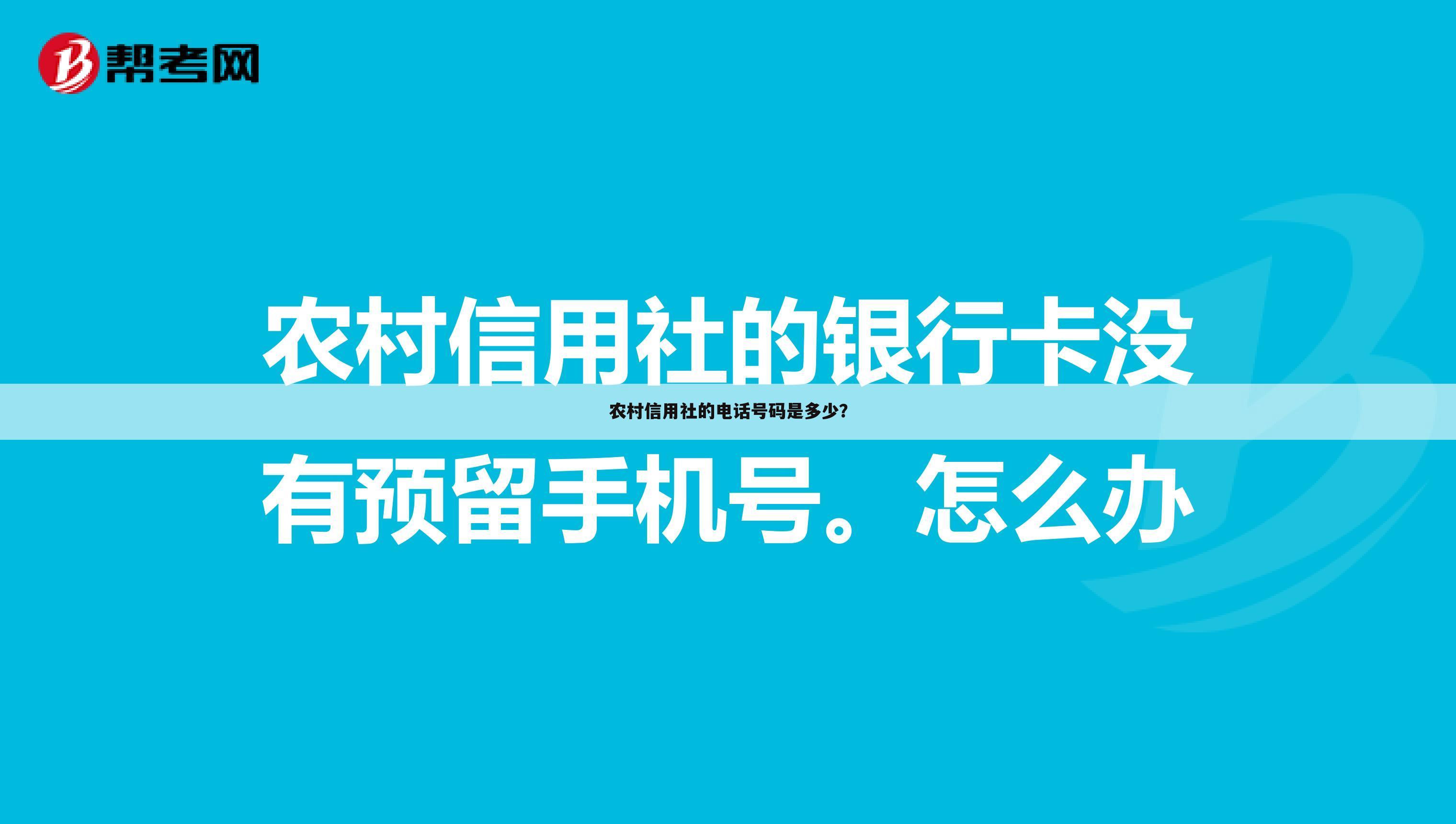 农村信用社的电话号码是多少?