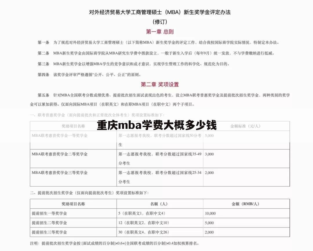 重庆mba学费大概多少钱