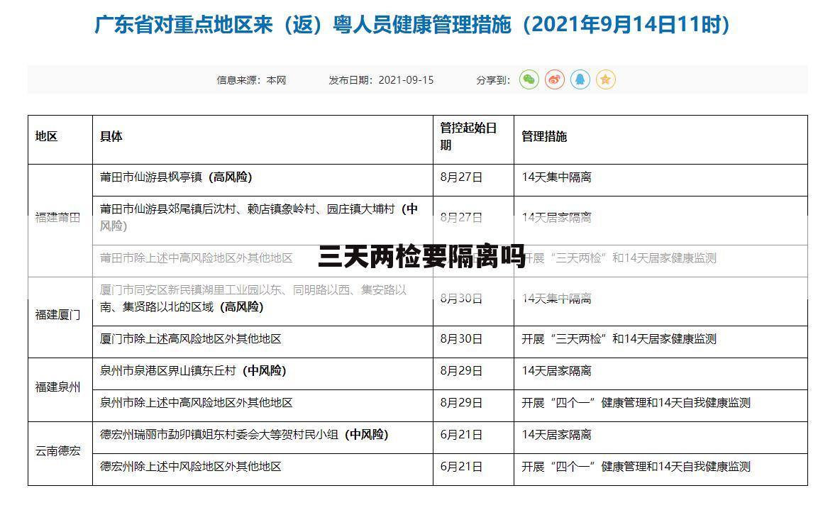 三天两检要隔离吗