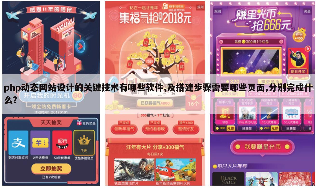 php动态网站设计的关键技术有哪些软件,及搭建步骤需要哪些页面,分别完成什么？