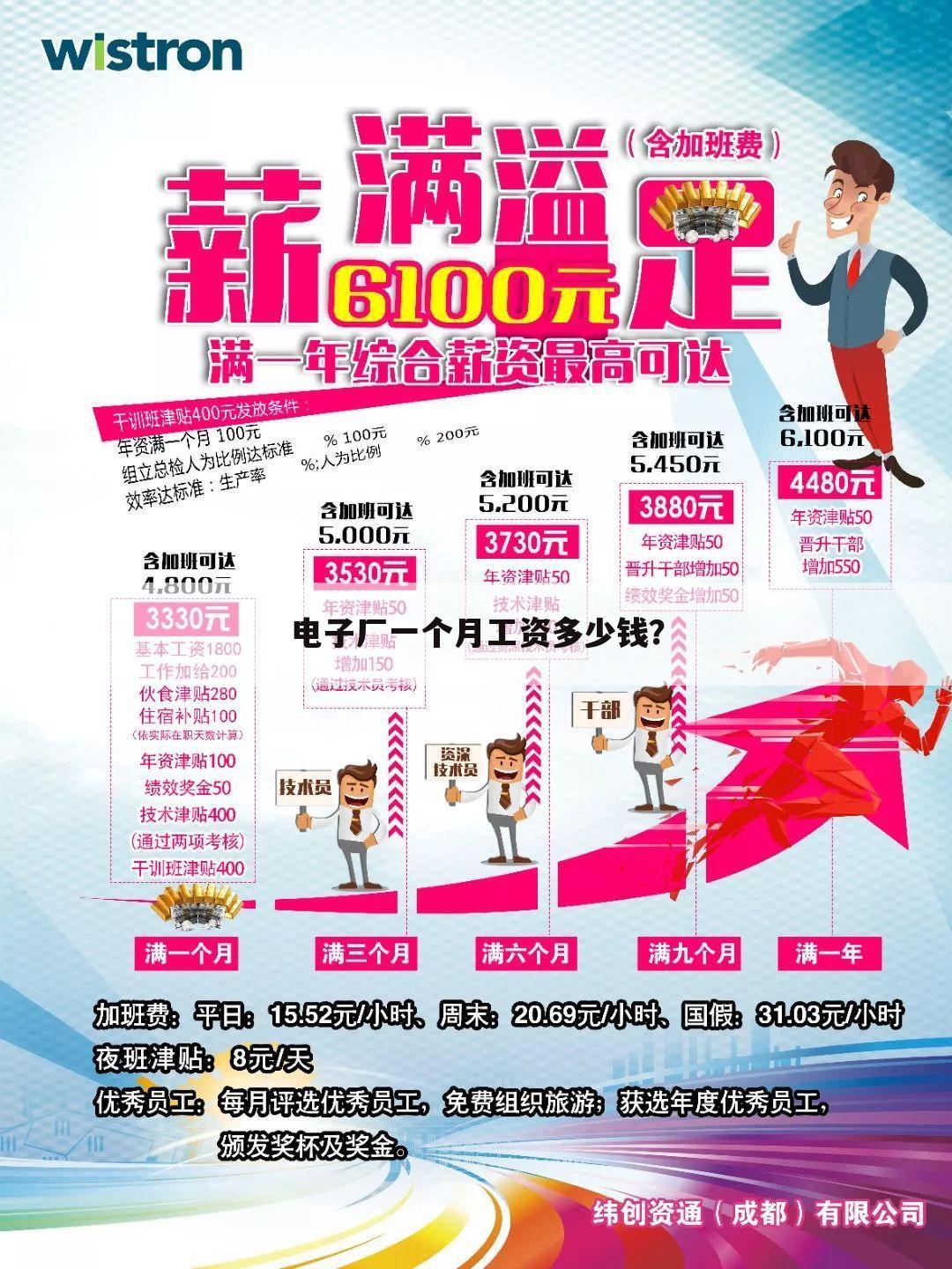 电子厂一个月工资多少钱?