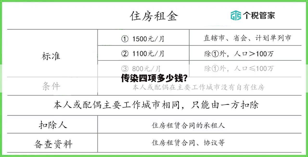 传染四项多少钱?