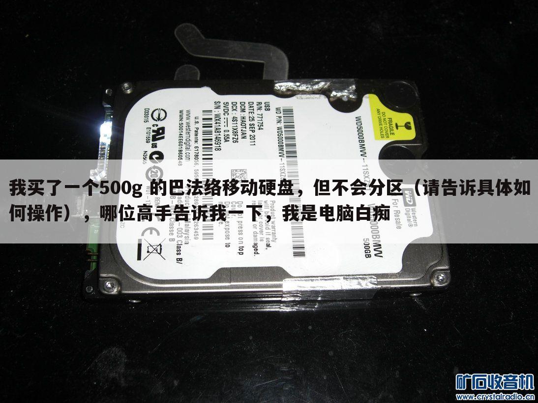 我买了一个500g 的巴法络移动硬盘,但不会分区(请告诉具体如何操作),哪位高手告诉我一下,我是电脑白痴