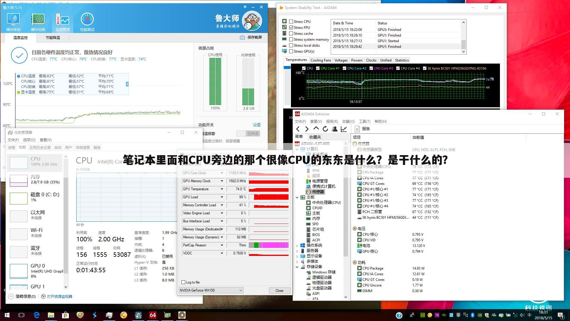 笔记本里面和CPU旁边的那个很像CPU的东东是什么？是干什么的？