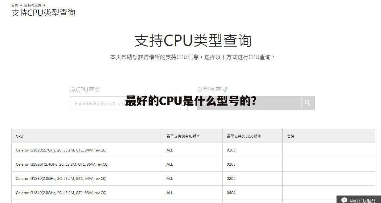 最好的CPU是什么型号的？