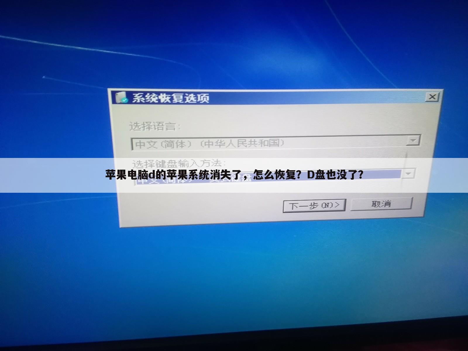 苹果电脑d的苹果系统消失了，怎么恢复？D盘也没了？