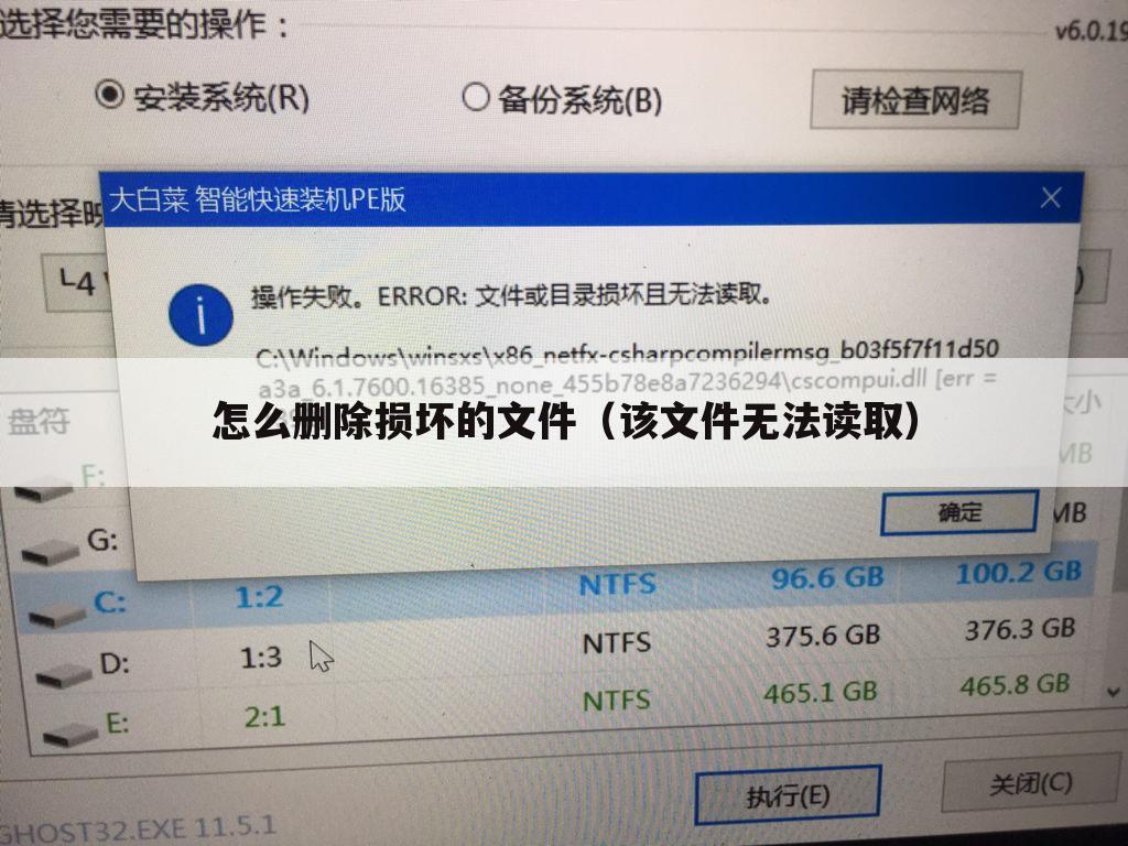 怎么删除损坏的文件(该文件无法读取)