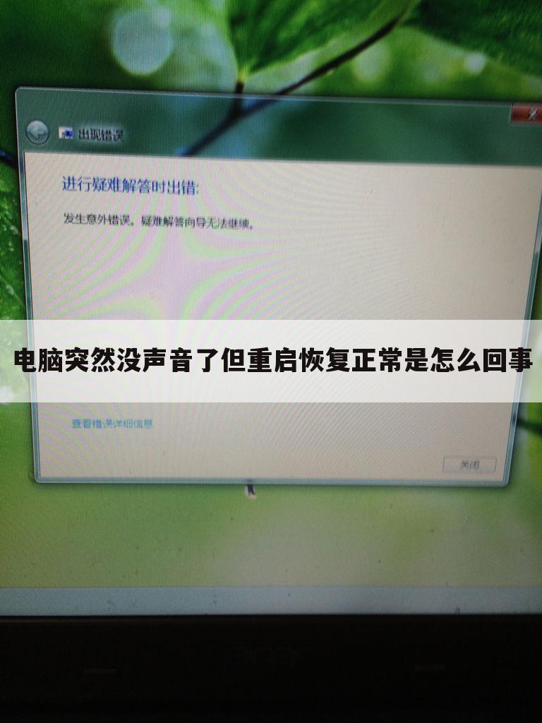 电脑突然没声音了但重启恢复正常是怎么回事