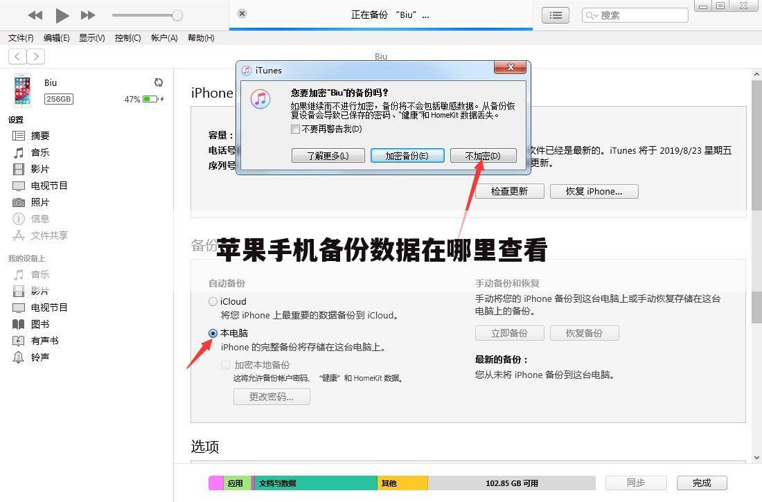 苹果手机备份数据在哪里查看