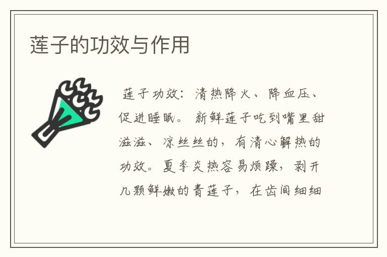 莲子的功效与作用