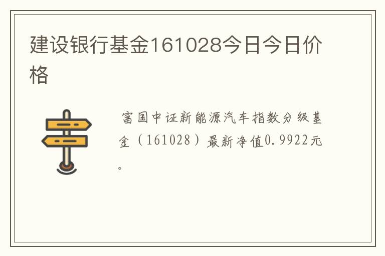 建设银行基金161028今日今日价格
