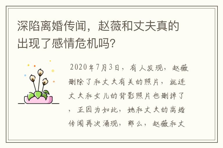 深陷离婚传闻，赵薇和丈夫真的出现了感情危机吗？