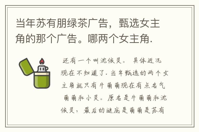 当年苏有朋绿茶广告,甄选女主角的那个广告。哪两个女主角.