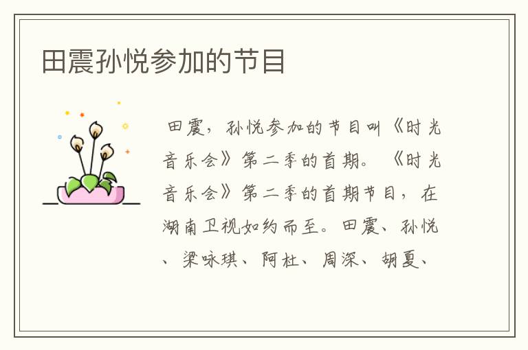 田震孙悦参加的节目