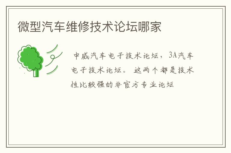 微型汽车维修技术论坛哪家