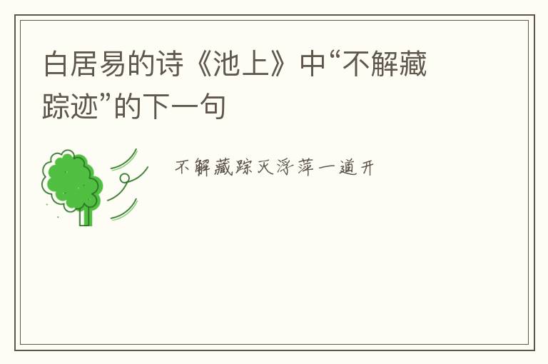 白居易的诗《池上》中“不解藏踪迹”的下一句