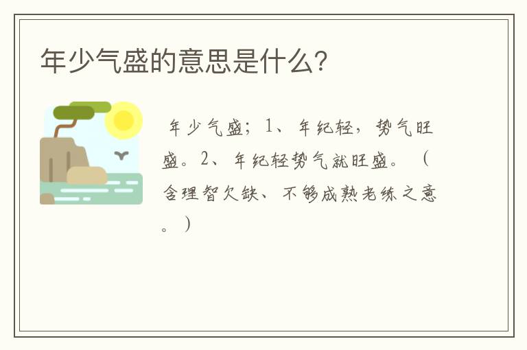 年少气盛的意思是什么？