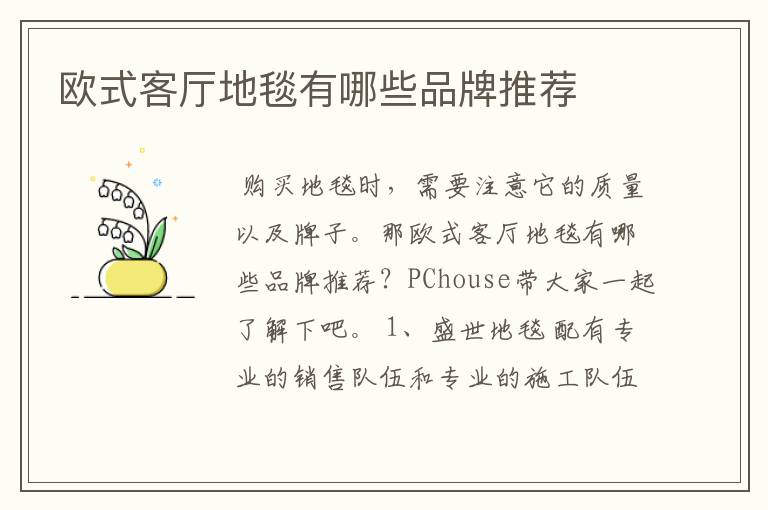 欧式客厅地毯有哪些品牌推荐
