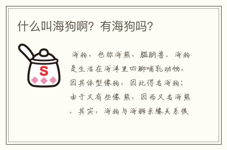 什么叫海狗啊？有海狗吗？