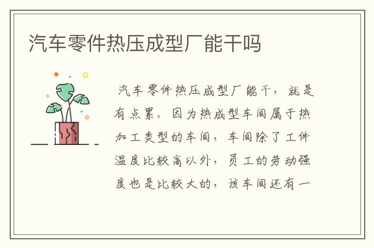 汽车零件热压成型厂能干吗