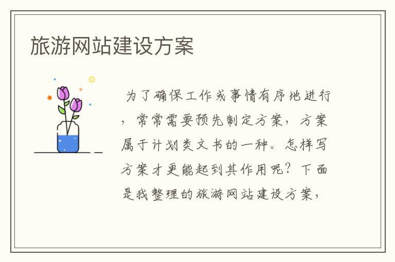 旅游网站建设方案