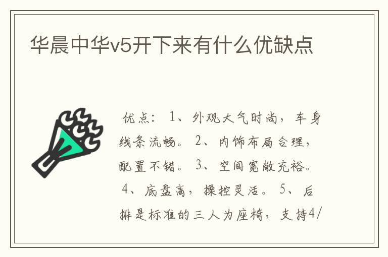 华晨中华v5开下来有什么优缺点