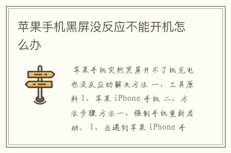 苹果手机黑屏没反应不能开机怎么办