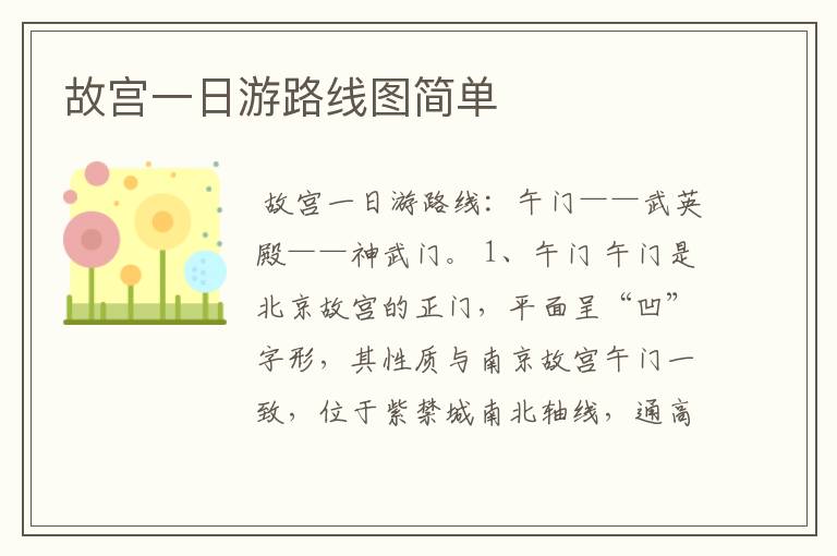 故宫一日游路线图简单