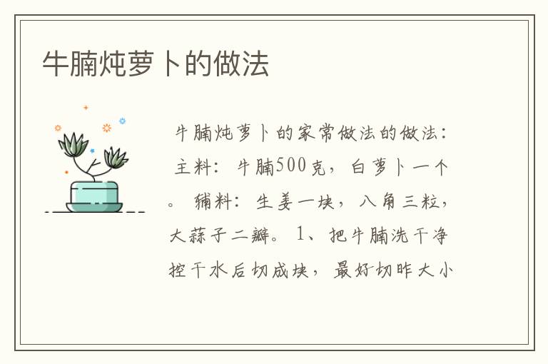 牛腩炖萝卜的做法