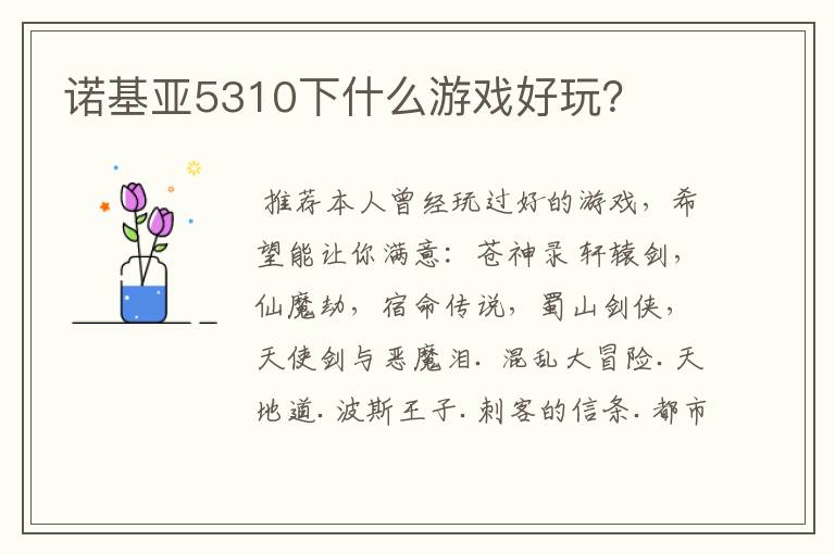诺基亚5310下什么游戏好玩?
