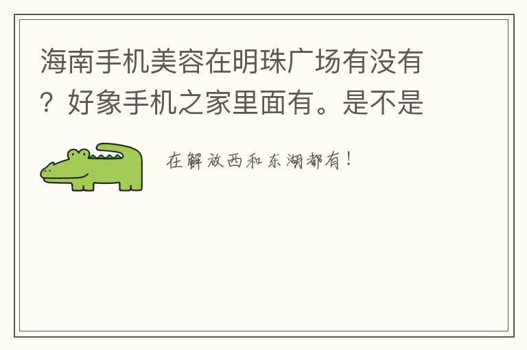 海南手机美容在明珠广场有没有?好象手机之家里面有。是不是?